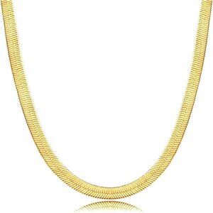 14K Gold3MM 14"-GD Herring Plated Thin Herringbone & Layered Snake Chain Jewelry
